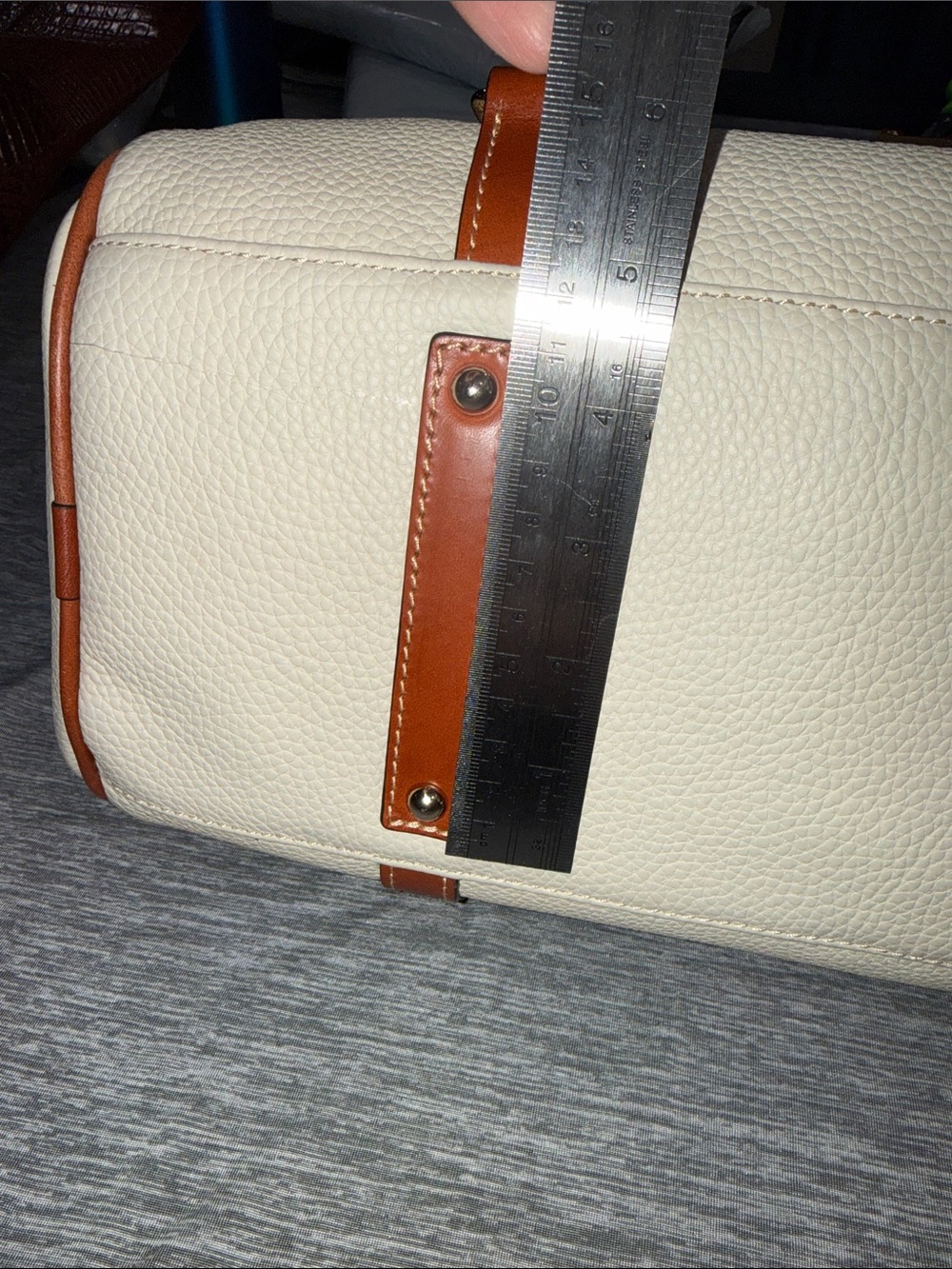 Dooney & Bourke “Bone” Cream Satchel with Brown Trim - Picture 9 of 10